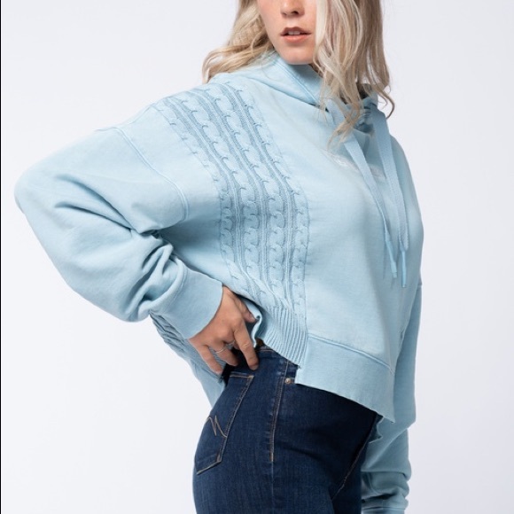 Parasuco Tops - Parasuco women's cropped hoodie with cable knit  pastel blue size small NWT